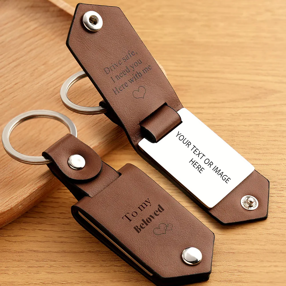 Leather Keychain with Picture Frame